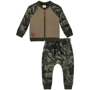 Imagem de Jaqueta Masculino Calça Moletom Militar Conjunto Infantil Moda Inverno