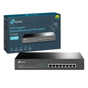 Imagem de Switch 8 Portas 10/100/1000 PoE+ Gigabit Rack/Mesa TL-SG1008MP TP LINK