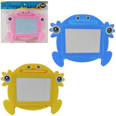 Imagem de Lousa mágica infantil de brinquedo de plástico azul rosa amarelo para 