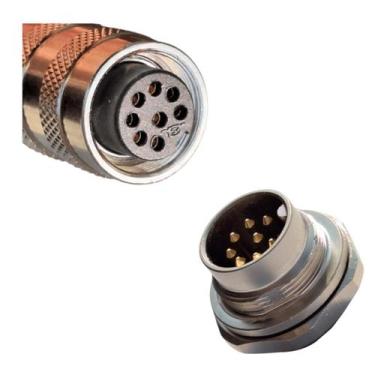 Imagem de Kit Conector Fêmea com Soquete Macho M16 8 Pinos IP65 J09-8A J09-8BX1 