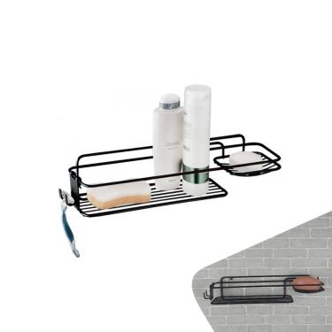 Imagem de Suporte Porta Shampoo Sabonete Aramado Banho Prateleira Banheiro Parede Preto Fosco - 986PT Future