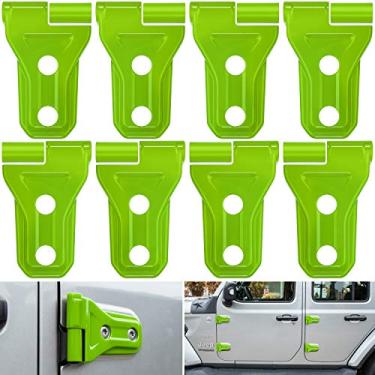 Imagem de E-cowlboy Capa de dobradiça de porta acabamento acessórios exteriores decoração para Jeep Wrangler JL JLU Sport Sahara Freedom Rubicon Unlimited & Gladiator JT 2 portas e 4 portas (verde 8 peças)