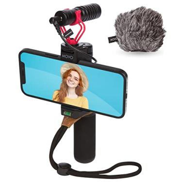 Imagem de Movo Kit de vlogging para smartphone para iPhone com microfone espingarda, alça de punho para iPhone e smartphones Android para TIK Tok, Vlog, kit para iniciantes do YouTube e kit de criação de