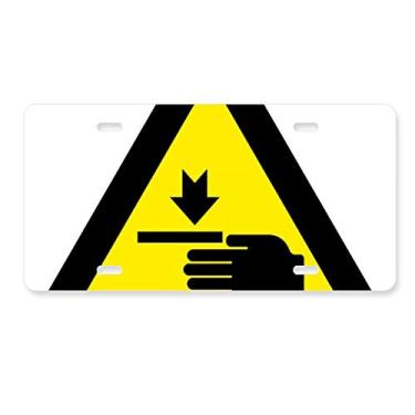 Imagem de DIYthinker Símbolo de aviso amarelo preto mão triângulo placa de carro decoração de aço inoxidável acessório