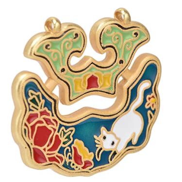 Imagem de Tgoon Pingente de cadeado Ruyi de porcelana esmaltada, estilo étnico chinês moderno, pingente de bloqueio de paz 24 quilates ouro moderno para casamentos para aniversários (cadeado