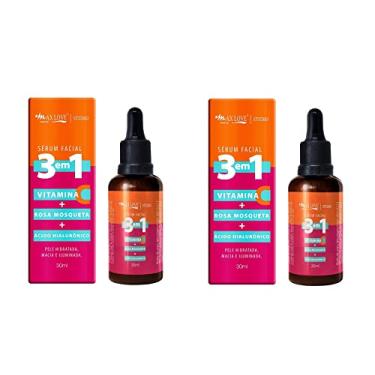 Imagem de ZKMAGIC Kit 2 Unidades - Serum Facial 3 Em 1 Vitamina + C Rosa Mosqueta + Ácido Hialurônico - Pele Hidratada Macia E Iluminada 30Ml Max Love.