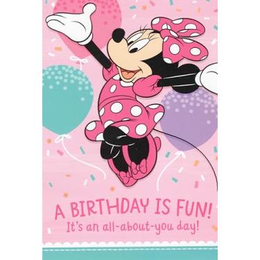 Imagem de Heartline Cartão de felicitações de feliz aniversário Minnie Mouse - Um aniversário é divertido! É um dia tudo sobre você! Espero que o seu seja um dia maravilhoso, desejos que se tornem realidade!
