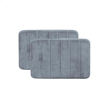 Imagem de Kit 2 Tapetes de Banheiro Camesa Super Soft Antiderrapante Cinza Escuro 60x40cm