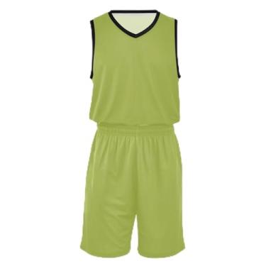 Imagem de CHIFIGNO Camiseta de basquete infantil com glitter dourado, tecido macio e confortável, vestido de jérsei de basquete 5T-13T, Verde abacate, G