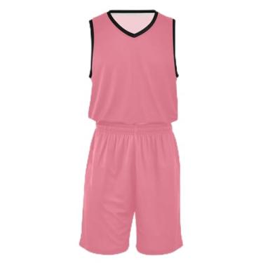 Imagem de CHIFIGNO Camiseta de basquete Orchid para crianças, respirável e confortável, vestido de jérsei de basquete 5T-13T, Rosa salmão, M