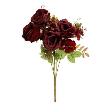 Imagem de Buquê de Rosas 7 Flores Marsala Rustic 40cm - Vivaflor Decor