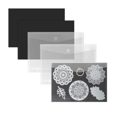 Imagem de 6 peças A4 Saco grande de armazenamento de carimbos e moldes com folhas magnéticas de borracha, envelopes de bolsos de armazenamento recortados, organizador de estêncil para fazer cartões e álbuns de