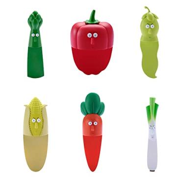 Imagem de RMISODO 6 marcadores 3D de vegetais engraçados para crianças, estudantes, leitores, conjunto de marcadores de página de material de PVC, artigos de papelaria divertidos de desenho animado criativo