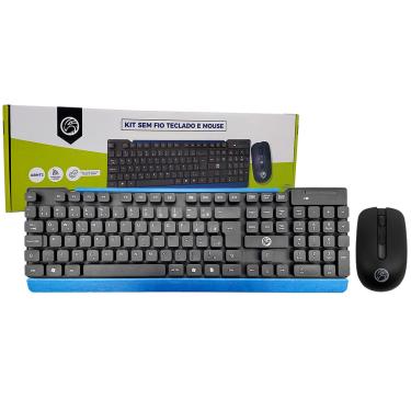 Imagem de Kit Teclado e Mouse Brazil PC, Wireless 2.4GHz, ABNT2, 1200 DPI, Preto - BPC-5271/17