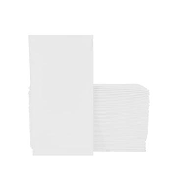 Imagem de KMAKII Pacote com 50 guardanapos de papel descartáveis brancos com sensação de linho pano descartável como guardanapos de jantar guardanapos de mão de papel para festas, casamentos, jantares ou