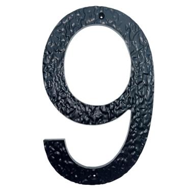 Imagem de TripDock Números de casa de 30,5 cm de altura para uso externo - Antidesbotamento e resistente ao clima - Números de endereço residencial de acrílico preto - Montagem embutida ou flutuante/Número 9