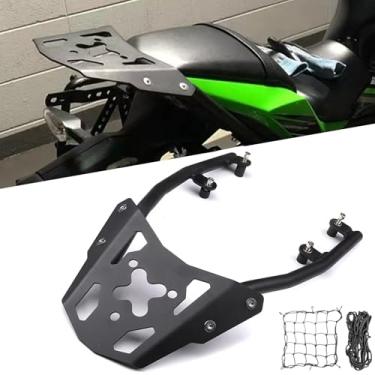 Imagem de DFFMQSJ Compatível com Kawasaki Z650 2019-2024 Suporte traseiro de bagagem, suporte de transporte de carga com 2 peças de rede refletiva de carga traseira rack de armazenamento de banco estendido