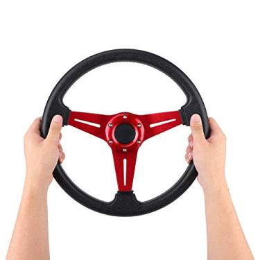 Imagem de Volante de Carro de Corrida de 14 Polegadas, Leve, Esportivo, Antidesgaste, Liga de Alumínio, Volante Universal (vermelho)