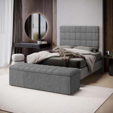 Imagem de Kit Painel Rana 140 e Calçadeira Alpha Linho Aradecor, CINZA ESCURO, C