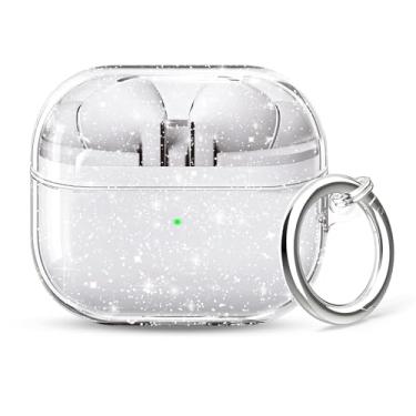 Imagem de Aircawin Capa transparente para Samsung Galaxy Buds 3 e Galaxy Buds 3 Pro, capa transparente brilhante para Samsung Galaxy Buds 3 Pro, capa de TPU macio com chaveiro, acessórios de fone de ouvido -