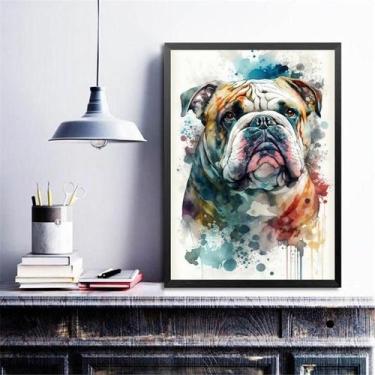 Imagem de Quadro Decorativo Bulldog Inglês Aquarela 45X34Cm - Quadros On-Line