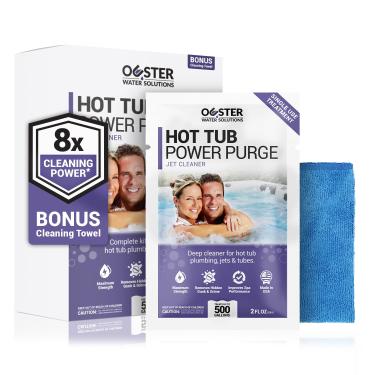 Imagem de Bio Ouster Limpador de jato de hidromassagem Power Purge com toalha – Limpador de banheira de hidromassagem profunda para jatos, tubos, encanamento – para spas padrão e infláveis – Remove acúmulo de