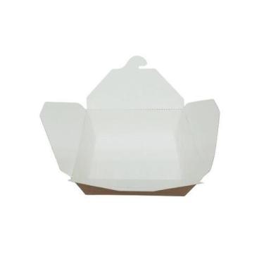 Imagem de Marmita Box Papel Kraft Branco Freezer e Micro-ondas Pacote 10 ou 25 U