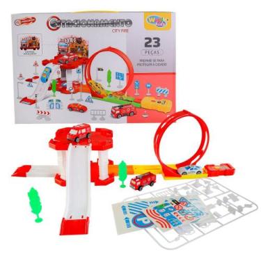 Imagem de Pista Estacionamento de Brinquedo Bombeiro com 23 Peças - Well Kids