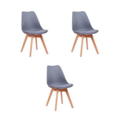 Imagem de Kit 3 Cadeiras Jantar Leda Cinza Polipropileno - Rivatti