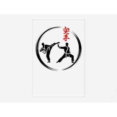 Imagem de Painel De Festa Vertical 1,50 x 2,20 - Karate Preto e Branco Silhuetas