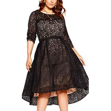 Imagem de City Chic Vestido plus size, vestido amante de renda, Preto, 50