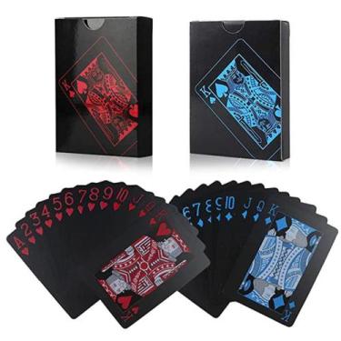 Imagem de Baralho Black A Prova D'agua Preto Com Vermelho Ou Azul - Things Nerd,
