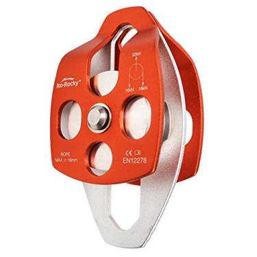 Imagem de Polia de resgate grande certificada Ito Rocky 30kN e 32kN CE com placa giratória, Double Pulley - Orange