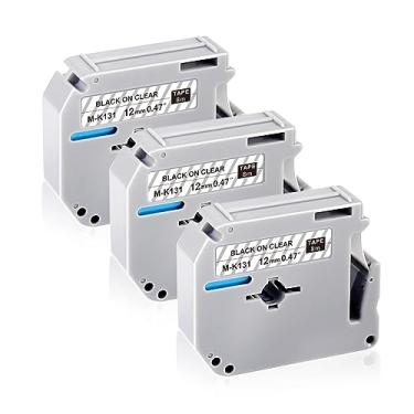 Imagem de UNOKA Compatível com fita transparente Brother Ptouch M M131 MK-131 MK131, 12 mm 1,2 cm preta em fita transparente para etiquetadoras PT-65 PT-85 PT-M95 PT-90 PT-70, pacote com 3