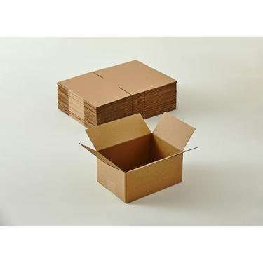 Imagem de Lujazau 25 pacotes de pequenas caixas de transporte de 8 x 6 x 4 polegadas, caixas de papelão ondulado kraft, para pequenas empresas, fácil montagem para envio, movimentação, embalagem e arm