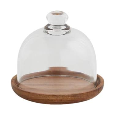 Imagem de Ioensy Suporte para bolo com tampa de vidro, bandeja de servidor para exibição de frutas, bandeja para servir queijo, domo para hotéis de aniversário , 11.8 Cm X 10.5 Cm