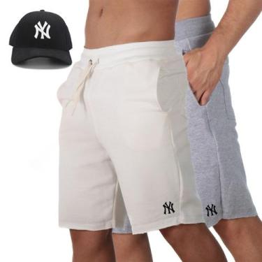 Imagem de Kit 2 Short Praia Bermuda Masculina Moletom Treino Cordao Ajustavel Bo