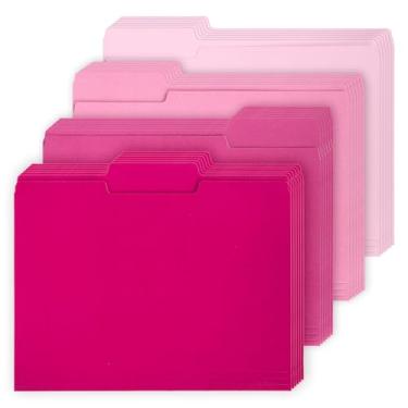 Imagem de Whaline Pacote com 24 pastas de arquivo rosa choque tamanho carta 4 cores rosa gradiente bolsos de arquivo com aba cortada 1/3 para material de sala de aula de escritório em casa, 22 x 29 cm