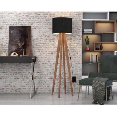 Imagem de Luminária De Chão Atlanta Moderna Com Pés De Madeira Maciça - Mobigu, 