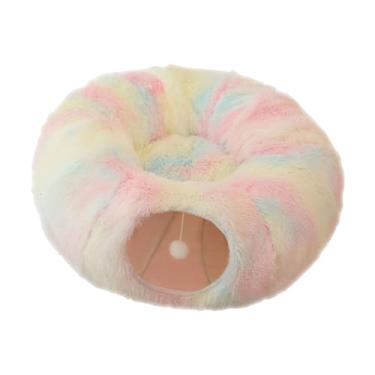 Imagem de Fenteer Cama túnel para gatos, esconderijo com bola, antiderrapante, portátil, condomínio dobrável, playground para gatos, interior, gatos, coelhos, Colorida