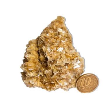 Imagem de 01 Drusa Mica Amarela Pedra Bruto 100 a 150g 6 a 8cm Tipo B - Cristais