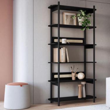 Imagem de Estante Hera 180 cm 6 Prateleiras Palhinha Pé Madeira Oslo Artesano, N