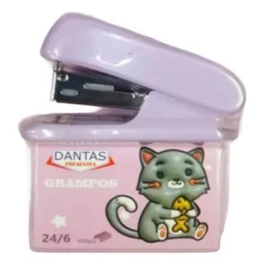Imagem de Mini Grampeador Fofo Compacto C/ 400 Grampos 24/6 - Dantas Presentes