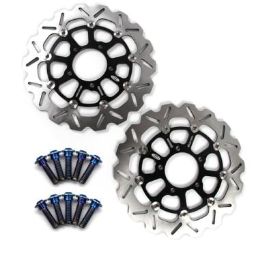 Imagem de Discos de freio dianteiros flutuantes com parafusos de montagem para Kawasaki ZG1400 Concours 1400 2008-2010 ABS 08-20, Ninja ZX14R 06-17 ABS 13-17, GTR 1400 07-16, ZZR 1400 2006-2007 ABS 2006 - Preto