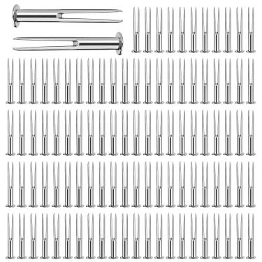 Imagem de DECOHS 100 pinos de suporte de base de cera de abelha de metal com caixa, pinos de suporte de moldura de colmeia de ferro galvanizado para segurar, suprimentos de apicultura