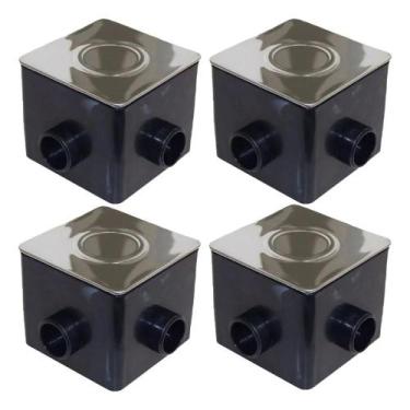 Imagem de Kit 4 X Caixa De Passagem Quadrada Com Regulagem Tampa Inox - BRUSTEC