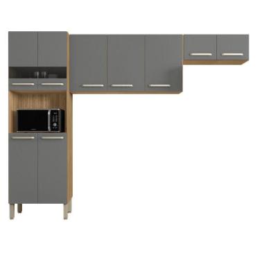 Imagem de Armário de Cozinha Versalhes com 9 Portas - Kit's Paraná, Freijo/Gris