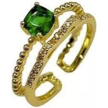 Imagem de Anel Ajustável Pedra Feminino - Banhado A Ouro 18K - Tojoia18K