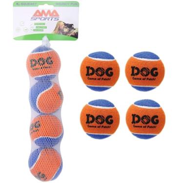 Imagem de AMA SPORT Bolas de tênis estridentes para cães de 6,3 cm pequenas e médias para jogar e pegar brinquedos de cachorro para treinamento, exercício, salto alto, pacote com 4 (laranja azul)
