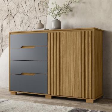 Imagem de Cômoda Sapateira 02 Portas 04 Gavetas Texas Freijó Cinza Moval